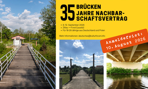 »35 Brücken − 35 Jahre Nachbarschaftsvertrag« – Deutsch-polnisches Fahrradprojekt | Grafik: Oliwia Drozdowicz und Saskia Aberle Partner