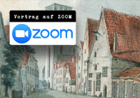 Die ehemalige Süsterstraße (dann Breitstraße, heute Lai) mit Blick auf die ausgebrannte Kirche St. Olai in Reval um 1825 Aquarell von Johannes Hau © Eesti Ajaloomuuseum, Tallinn