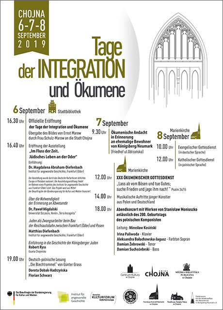 Plakat: Tage der Integration und Ökumene in Königsberg in der Neumark/Chojna 2019