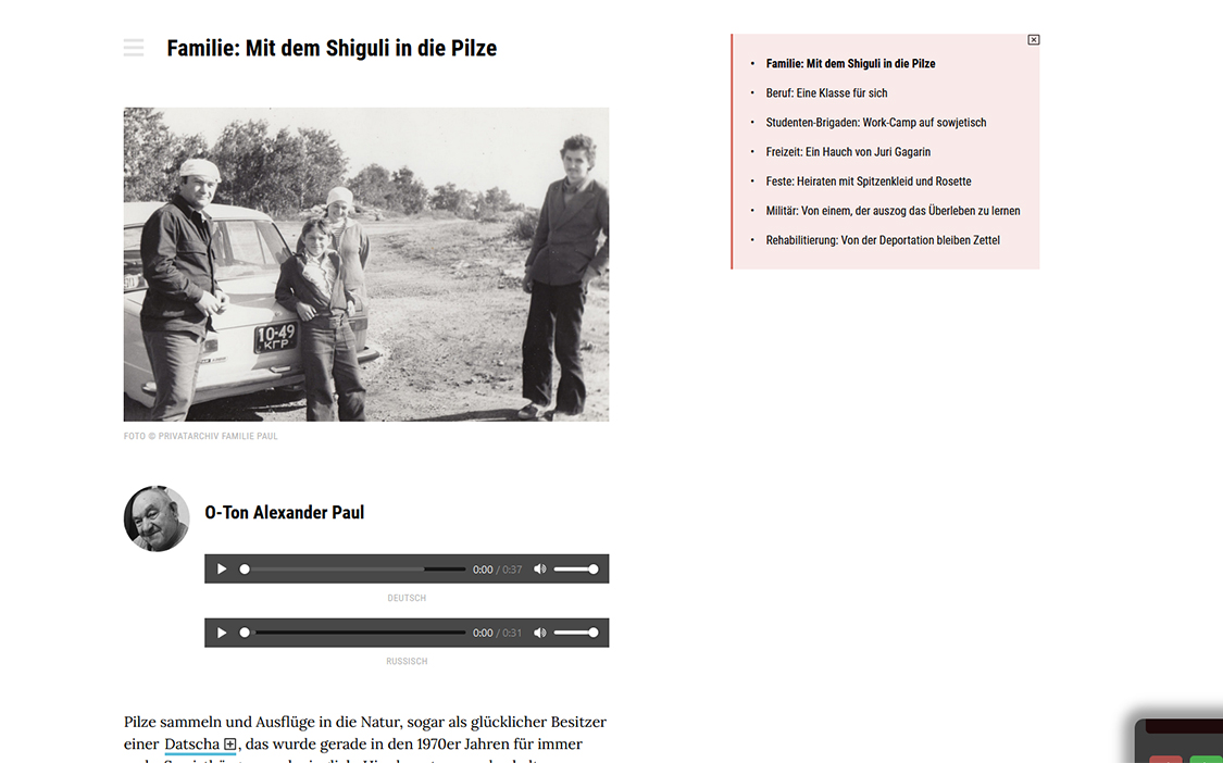 Mit dem Shiguli in die Pilze: Ein Highlight ist ein Blick in die Fotoalben. Screenshot: Deutsches Kulturforum