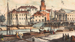 Königsberger Hafen. Lithografie von Friedrich Heinrich Bils um 1840. © Ostpreußisches Landesmuseum (Ausschnitt)