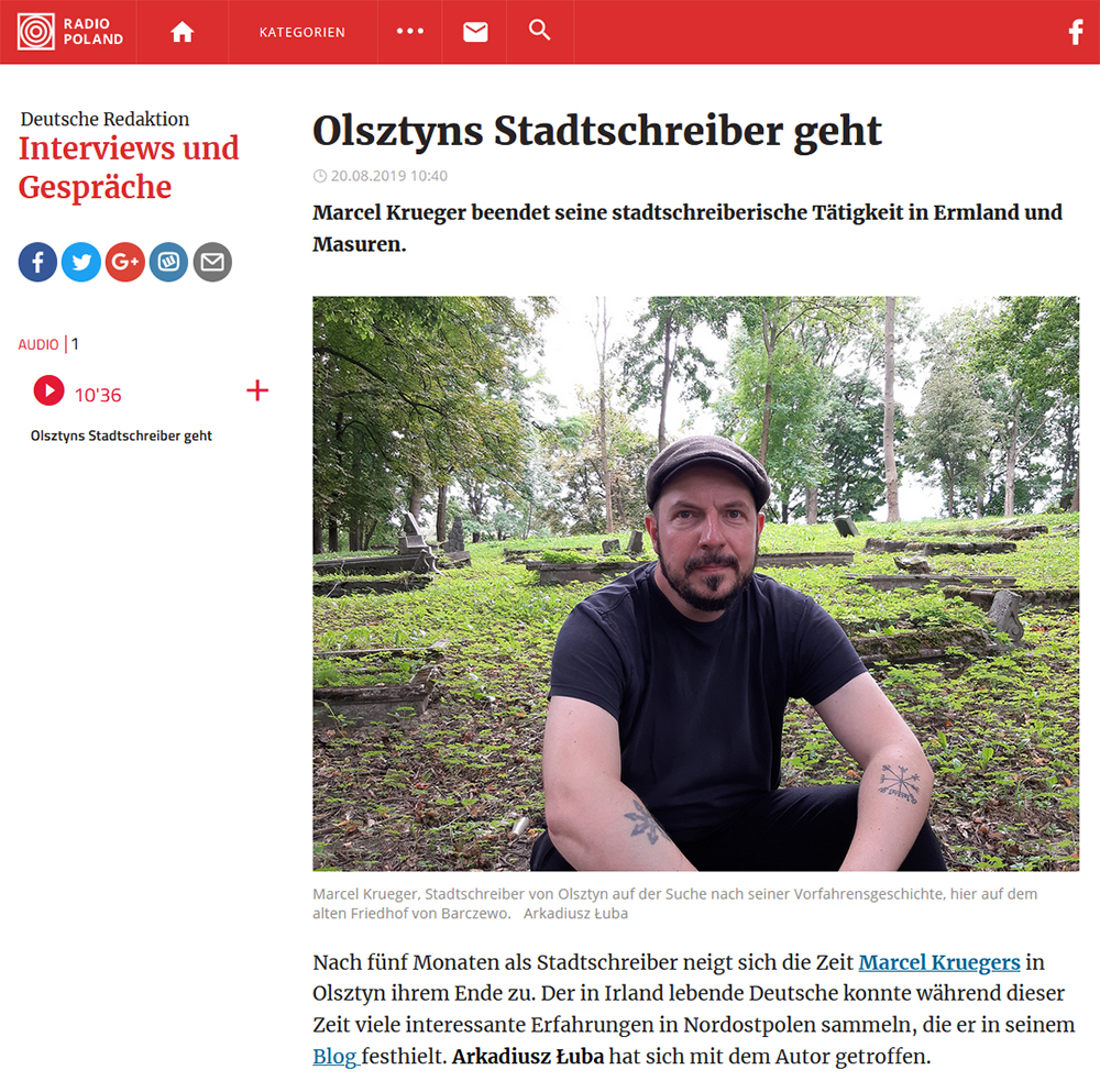Screenshot der Website von Polskie Radio:  Olsztyns Stadtschreiber geht