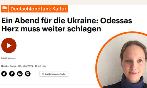 Deutschlandfunk Kultur, 3. Mai 2022 (Screenshot) und Foto von Ronja Dierks