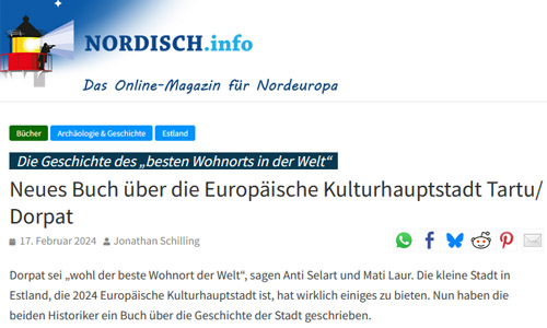 Neues Buch über die Europäische Kulturhauptstadt Tartu/Dorpat