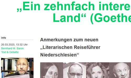 Screenshot – Literaturportal Bayern, 26.03.2025: »Ein zehnfach interessantes Land« (Goethe). Anmerkungen zum neuen »Literarischen Reiseführer Niederschlesien« (Ausschnitt)