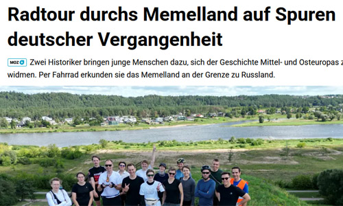Screenshot: Märkische Oderzeitung – MOZ, 01.08.2025: »Radtour durchs Memelland auf Spuren deutscher Vergangenheit« (Ausschnitt)
