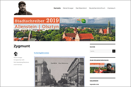 Screenshot des Blogs der Stadtschreiberin 2018 in Lemberg/Lviv, Barbara Thériault <br>Screenshot des <a href="http://www.stadtschreiber-allenstein.de/" target=_blank>Blogs des Stadtschreibers 2019 in Allenstein/Olsztyn</a>, Marcel Krueger