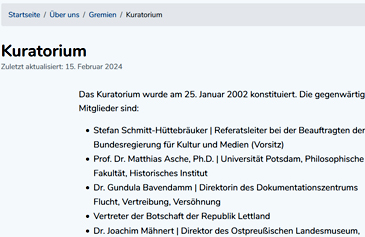 Screenshot: www.kulturforum.info.de/de/ueber-uns/gremien/6199-kuratorium, 15.02.2024: Kuratorium (Ausriss)