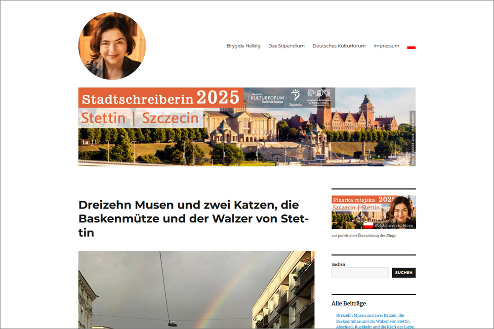 Screenshot: Blog der Stadtschreiberin Stettin/Szczecin 2025, Brygida Helbig