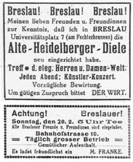  Abb. oben: Alte Heidelberger Diele. Anzeige in der Freundschaft № 16, 1921 Abb. unten: Restaurant Bahnhofstraße. Anzeige in der Freundschaft № 10, 1921