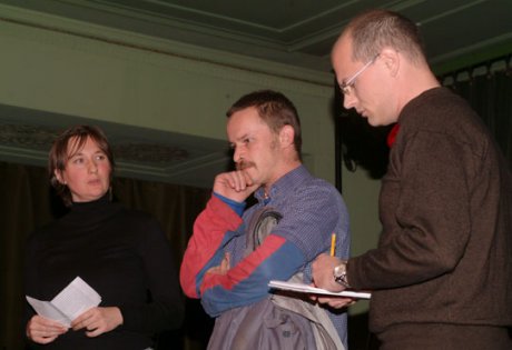 Von links: Tanja Krombach, Miroslav Bambušek und Dolmetscher Rolf Simmen